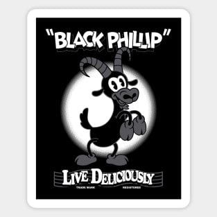 Black Phillip - Live Deliciously - Vintage Cartoon Goat Magnet